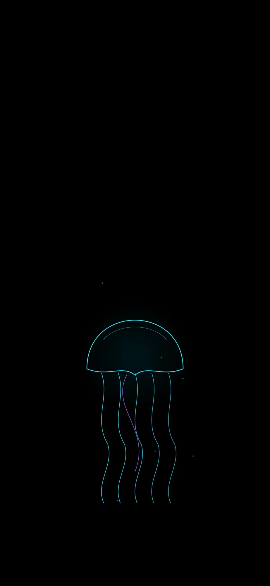 Cyan Jellyfish: A jellyfish drifting in thin cyan lines.