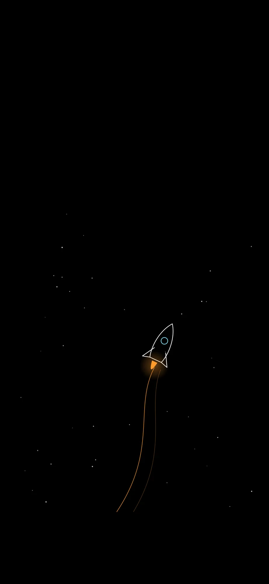 Tiny Rocket Trail: A tiny rocket climbing with a thin streaming exhaust trail.