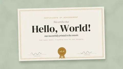 Hello, World! Certificate, developer desktop wallpaper