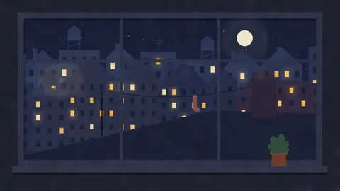 Window Rooftops (Dark), duo desktop wallpaper