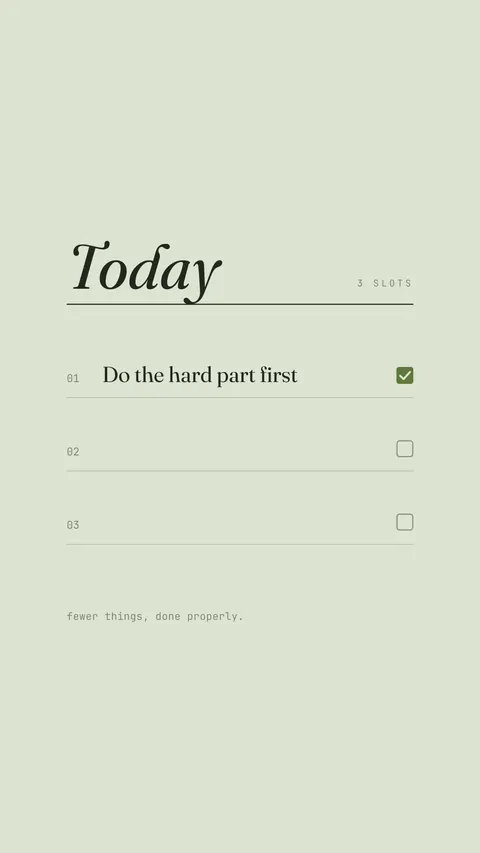 Today: Three Slots, productivity phone wallpaper