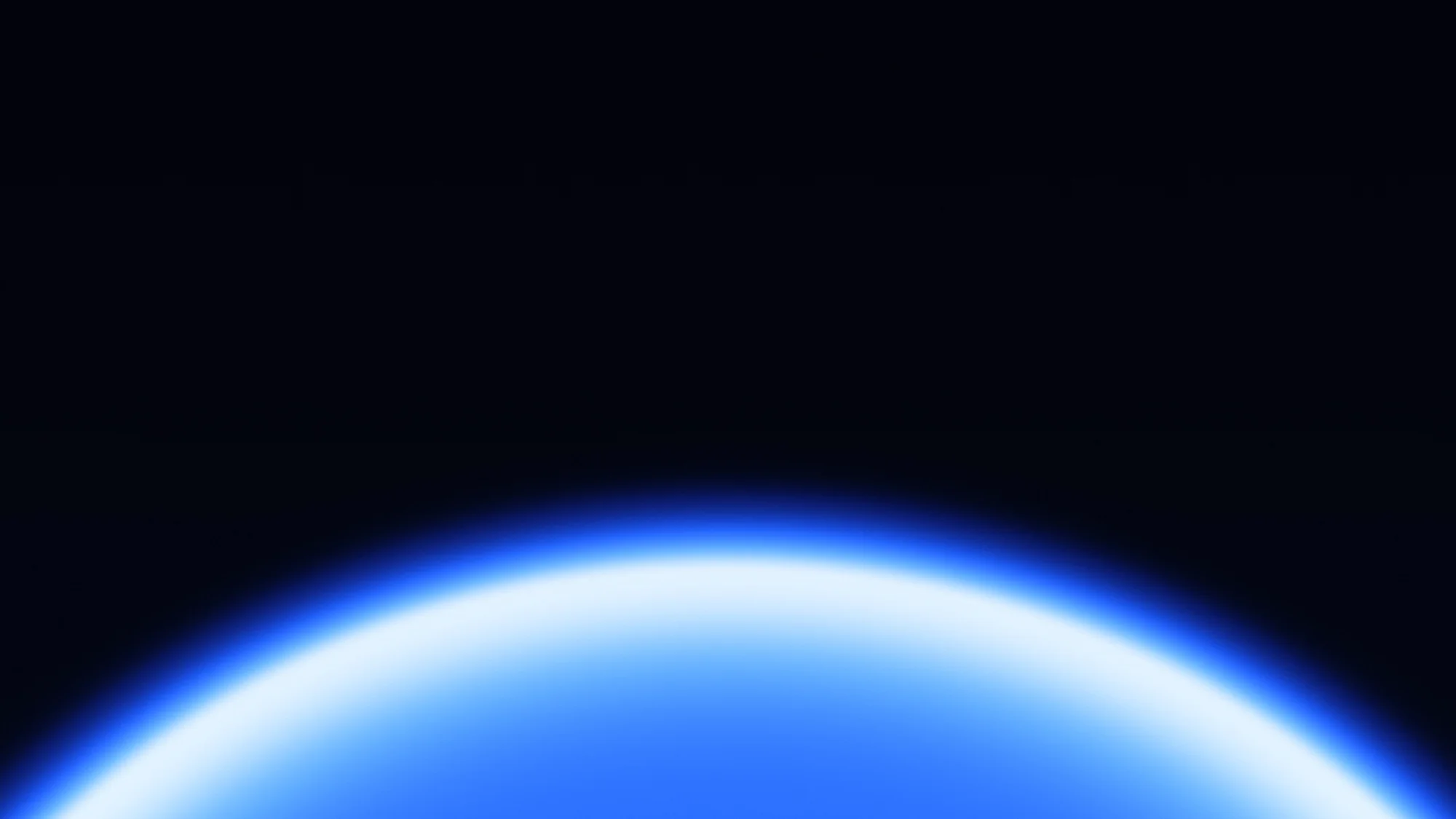 Midnight Horizon: Black-blue night above a thin curved horizon of electric blue light.