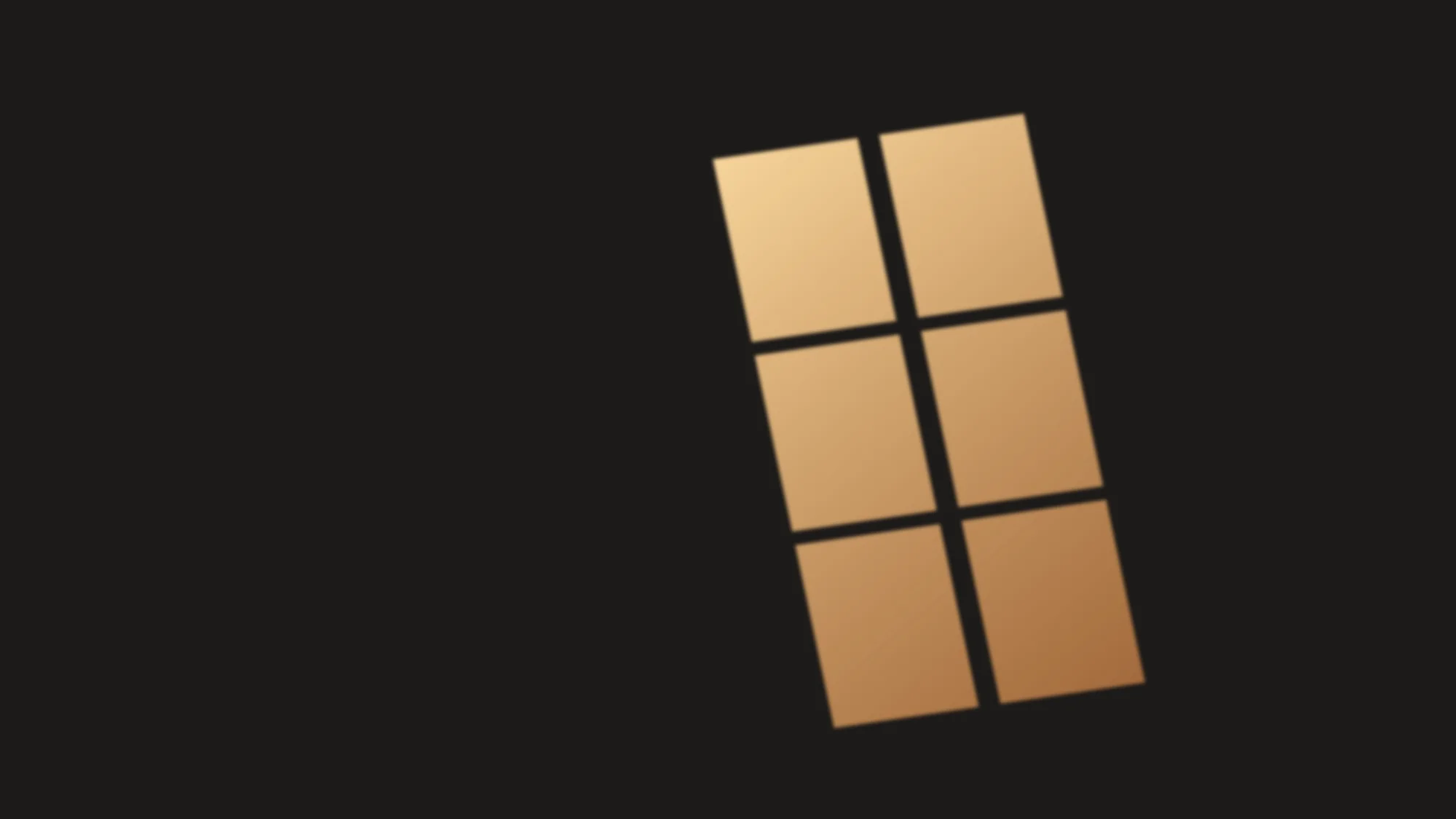 Window Light: A slanted patch of warm amber light, divided into six panes by a window frame, falls across a charcoal wall. Late afternoon, reduced to one shape.