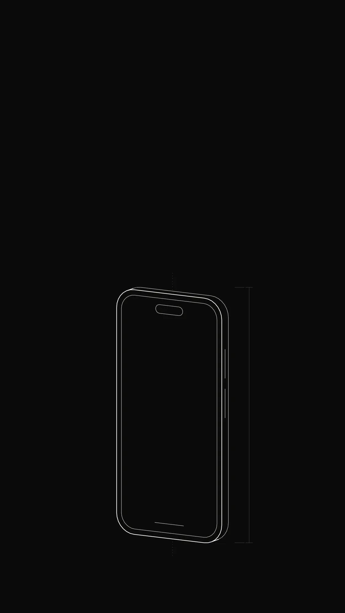 Smartphone Outline: A smartphone slab with rounded corners, inset display outline, pill cutout and side buttons.