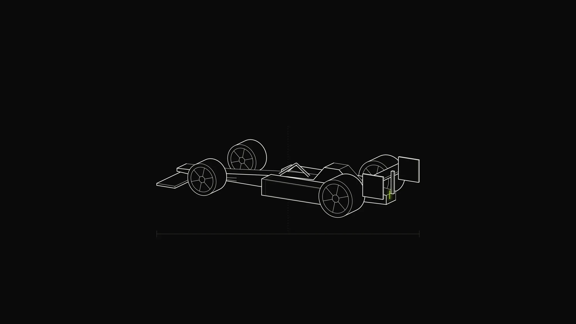 Open-Wheel Race Car Outline: A generic open-wheel race car with wings, sidepods and halo, with a lime rear light.
