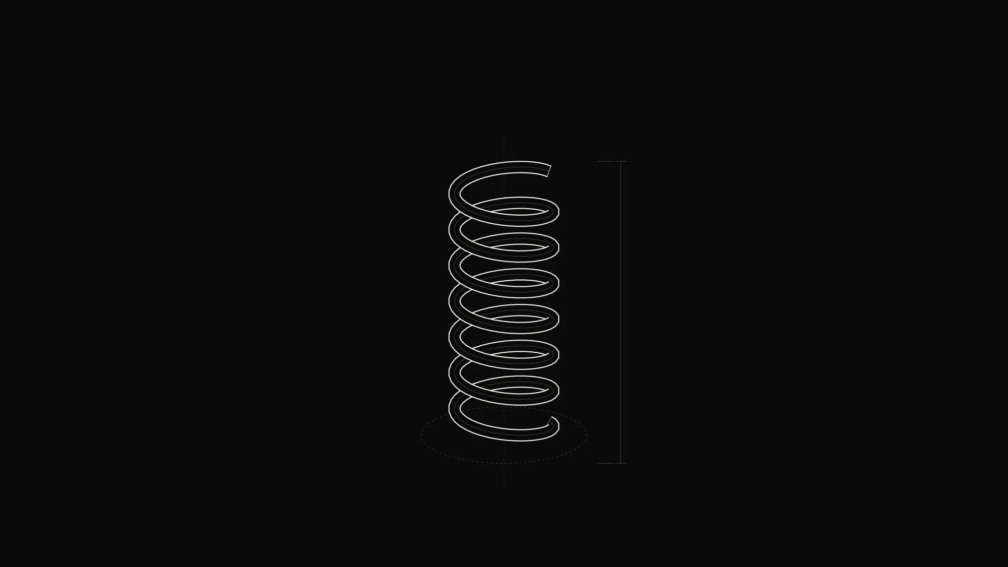 Coil Spring Outline: A seven-turn helical coil spring drawn as a tube with overlap-correct hidden lines.